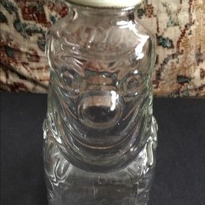 Vintage clear glass clown Bank,Grapette prod.
